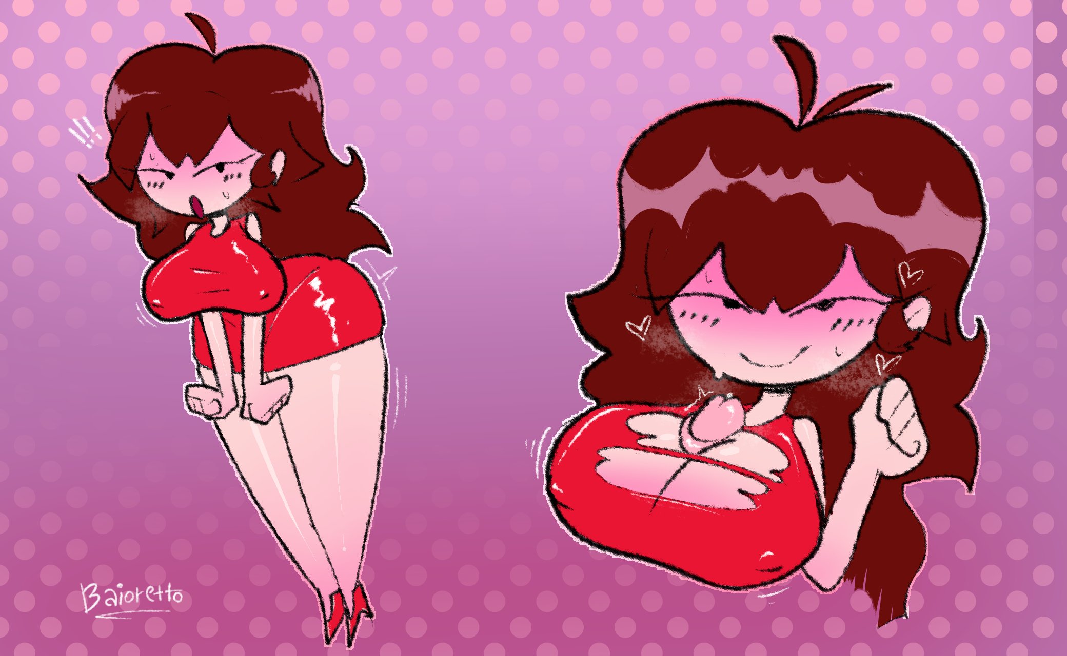 1girls, baioretto, big breasts, blush, breasts, brown hair, female, friday night funkin, girlfriend (friday night funkin), high heels, legs, long hair, male, mob face, nipples, ntr, paizuri, red dress, ripped clothing, titfuck, titjob, tits, unknown male, watermark