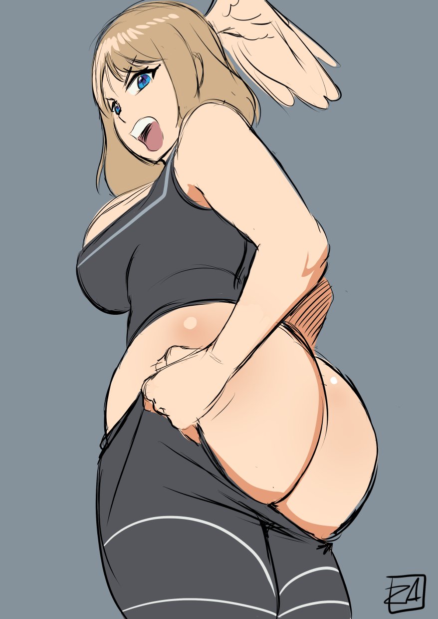1girls, ass, bare ass, big ass, big breasts, blue eyes, breasts, brown hair, doodle, eunie (xenoblade), fat ass, female, female focus, female only, pawg, short hair, side boob, sideboob, standing, thick thighs, tight clothing, xenoblade chronicles, xenoblade chronicles (series), xenoblade chronicles 3, zestysauce