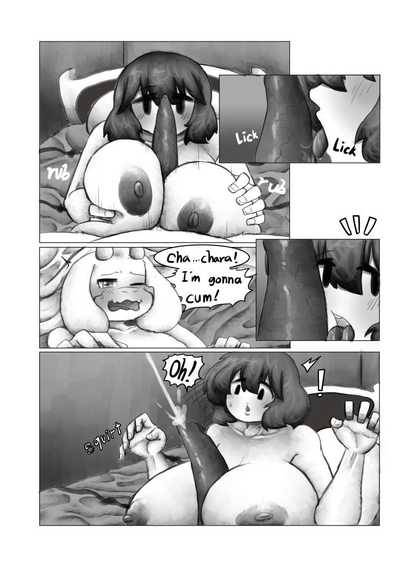 1boy, 1girls, adoptive incest, adoptive siblings, aerolae, animal genitalia, anthro, anthro on human, asriel dreemurr, big penis, blush, boss monster, breasts, breasts bigger than head, chara, chasriel, comic page, completely nude, cum, cute, ejaculation between breasts, fangs, female, female chara, floppy ears, fluffy ears, fluffy hair, flustered male, furry, furry male, human, human female, if happy, licking penis, love, male, massive breasts, more chasriel, naked, naked female, nude, nude female, orgasm, paizuri, penis, repost, romantic couple, rosy cheeks, short hair, short-haired female, titjob, undertale, voluptuous female, white fur, whitewo1f