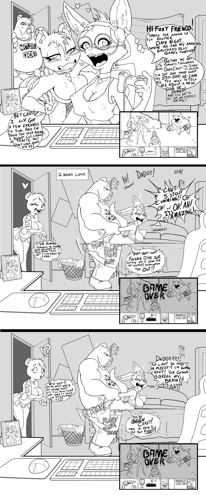 anonymous artist, bear, big penis, cheating, clothing, cuckold, female, group, homophobic slur, lesbian with male, male, natural order (series), ntr, orientation play, penis, rape, slashysmiley