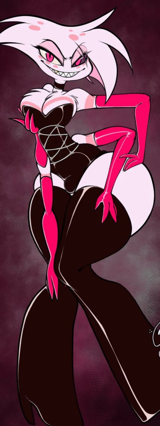 4 arms, angel dust (hazbin hotel), big ass, bulge, hazbin hotel, high heel boots, high heels, looking at viewer, male, male only, naughty face, pink body, pink eyes, pink hair, solo, solo focus, solo male, tagme