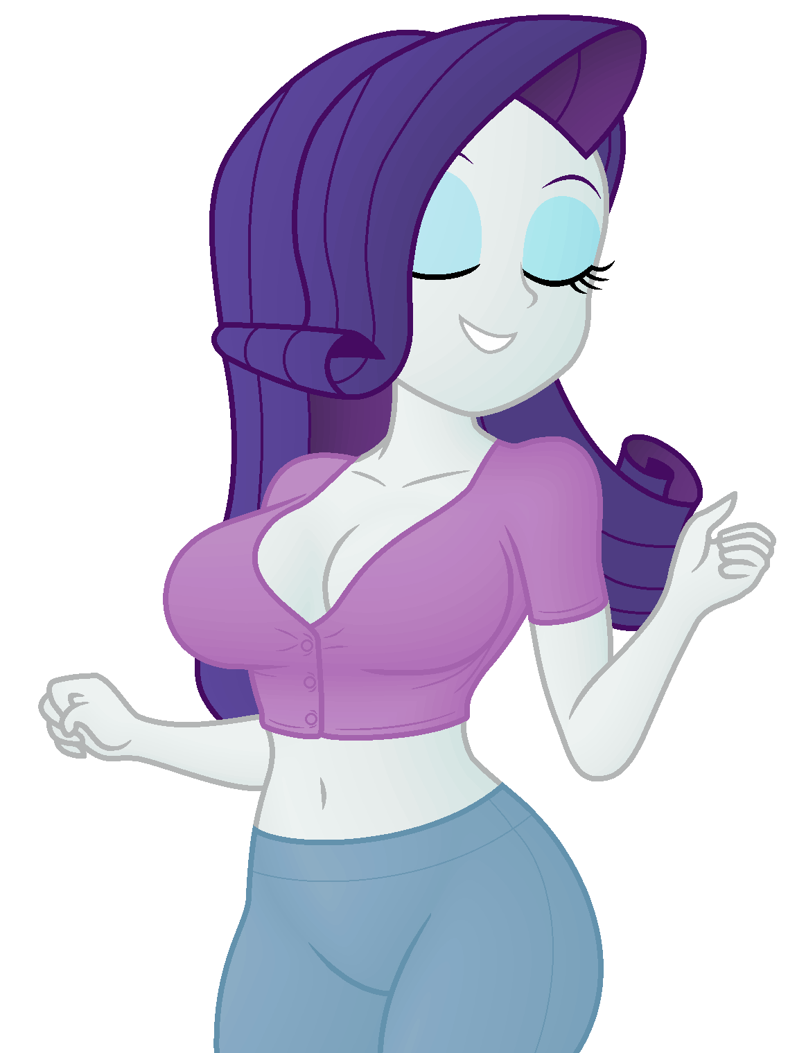1girls ah96 alternate_version belly belly_button big_breasts breasts busty cleavage closed_eyes clothes equestria_girls female friendship_is_magic g4 hasbro human large_breasts legs_together midriff ms_paint my_little_pony rarity_(eg) rarity_(mlp) simple_background solo solo_female suggestive white_background