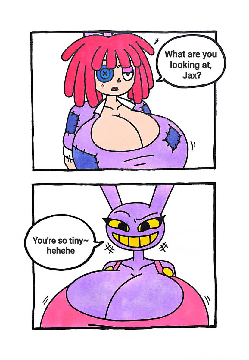 anthro big_breasts bunny_girl comic doll haggardnanachi jax_(the_amazing_digital_circus) ragatha ragatha_(the_amazing_digital_circus) red_hair rule_63 the_amazing_digital_circus