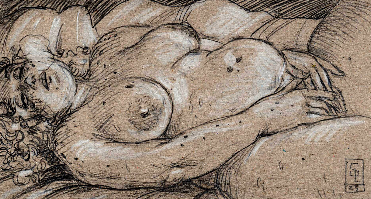 breasts, chubby, chubby belly, chubby female, curly hair, elin (slartzee), female, fingering self, freckles, heavy breathing, masturbation, nude, slartzee