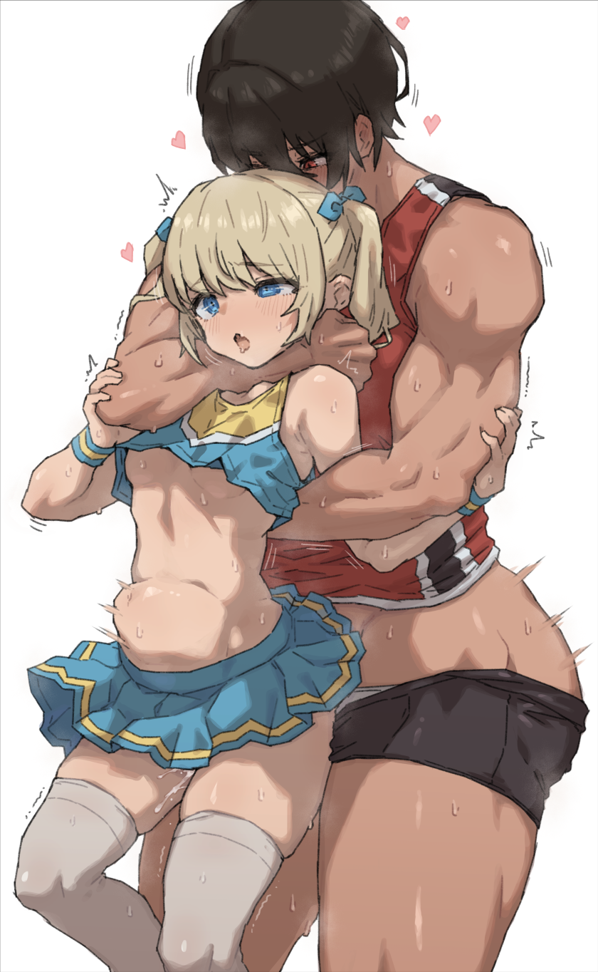 1futa 1girls blonde_hair blue_eyes breasts brown_hair choke_hold clothed clothing cum dark-skinned_futanari dark_skin duo female futa_on_female futa_with_female futanari gym_uniform hand_on_another's_arm heart height_difference highres human implied_futanari implied_sex kei_(m_k) large_breasts light-skinned_female light_skin locked_arms looking_at_another m_k mostly_nude multiple_girls muscular muscular_female muscular_futanari original red_eyes rika_(m_k) sex short_hair simple_background size_difference standing stomach_bulge strangling sweat tall tall_female tan thick_thighs thighs tomboy track_and_field trembling twintails