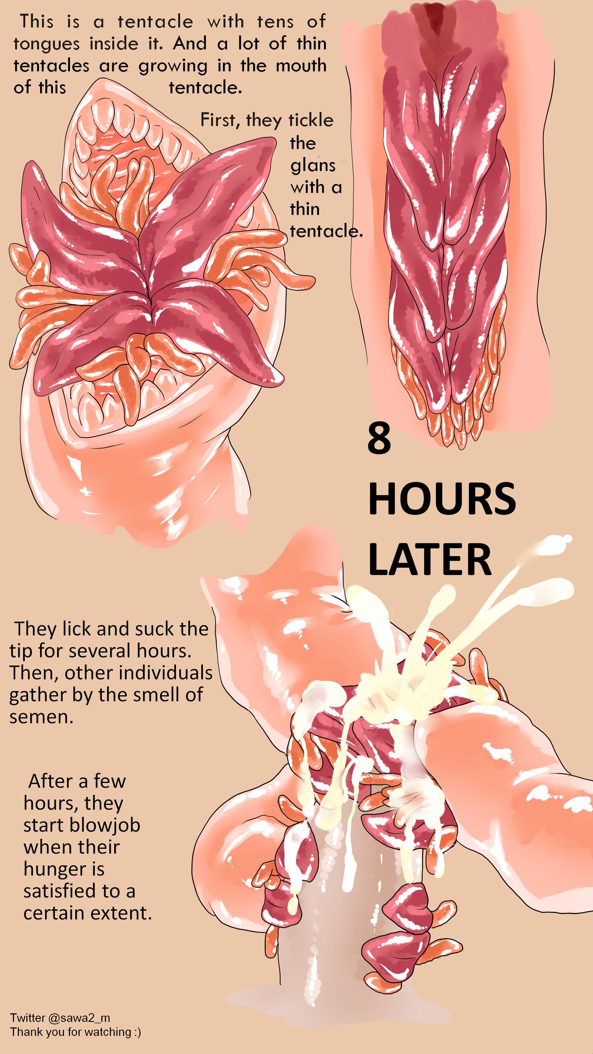 blowjob cock cum dialog dick ejaculate ejaculating ejaculating_cum ejaculation english english_dialogue english_text genitals human human_penetrating light-skinned_male milking_handjob milking_tentacles multi_tongue orgasm penis penis_milking sawa2_m semen tentacle text tongue translated