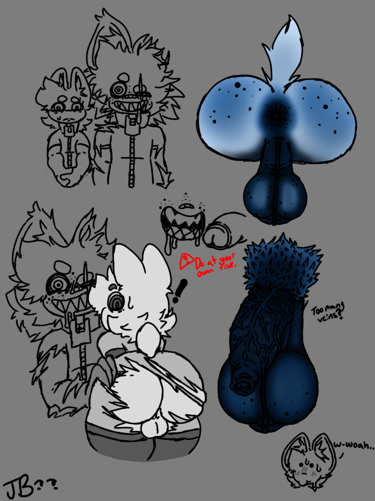 blue_body blue_fur darkened_balls darkened_genitalia darkened_genitals darkened_penis groping_ass groping_butt jokingbing oc original_character white_body white_fur