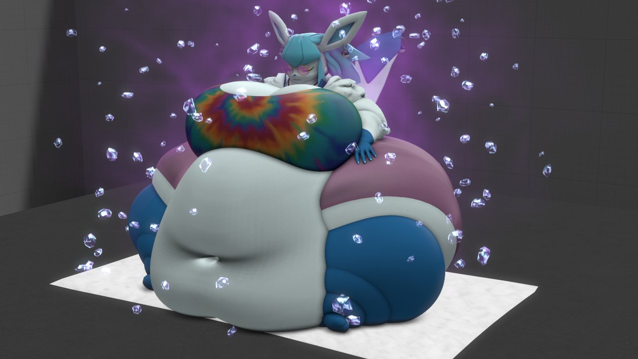 anthro_only bbw big_breasts breasts eeveelution female female_focus female_only furry glaceon huge_breasts kingofthekabuto morbidly_obese morbidly_obese_anthro nintendo overweight pokémon_(species) pokemon queenofthekabuto solo_female tagme thick_thighs wide_hips