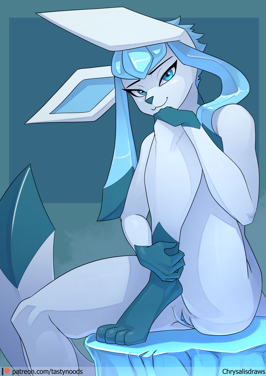 1cuntboy andromorph anthro blue_eyes chrysalisdraws cuntboy eeveelution genitals glaceon hi_res ice intersex leg_hold legs_up looking_at_viewer nintendo nude pokémon_(species) pokemon pokemon_(species) pussy solo text url video_games