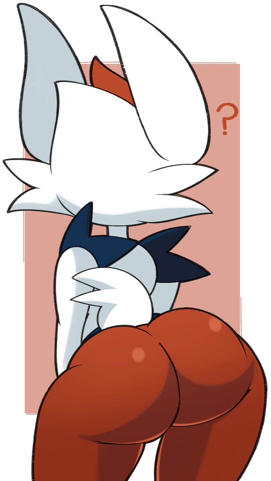 ?, 1other, ambiguous gender, anthro, ass, big ass, bubble ass, bubble butt, bunny, cinderace, faceless, faceless ambiguous, huge ass, lagomorph, lagomorph humanoid, pokémon (species), pokemon, pokemon (species), pokemon ss, question mark, rabbit, rabbit humanoid, rear view, simple background, solo, tagme, vilepluff