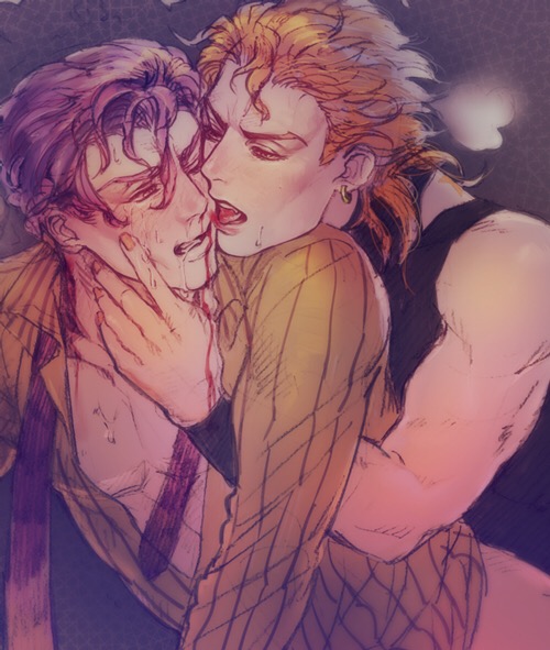 2boys artist_request blood diamond_is_unbreakable dio_brando gay implied_sex jojo's_bizarre_adventure male/male male_only muscular_male stardust_crusaders yaoi yoshikage_kira