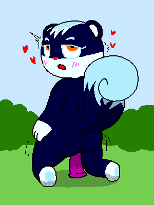 2022 ambiguous_penetration animal_crossing anthro ass big_butt black_body black_fur blue_body blue_fur blue_hair blue_pawpads blush dildo dildo_insertion dildo_sitting eyelashes feet female fur grass hair half-closed_eyes hand_on_hip heart kneeling looking_at_viewer looking_back low_res mammal multicolored_body multicolored_fur narrowed_eyes nintendo nonyammychoko nude open_mouth orange_eyes pawpads paws penetration plant rear_view red_nose rodent sciurid sex_toy sex_toy_insertion sex_toy_penetration shaded shadow smile soles solo tasha_(animal_crossing) video_games white_body white_fur wide_hips