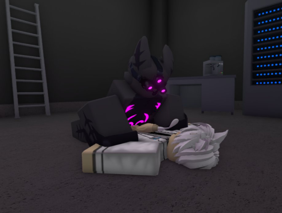 2boys 3d anal_sex anthro anthro_on_human cum cumming_from_anal_sex furry gootraxian human_penis kaiju_paradise lab_coat nightcrawler_(kaiju_paradise) radant roblox roblox_avatar roblox_game robloxian scientist tagme