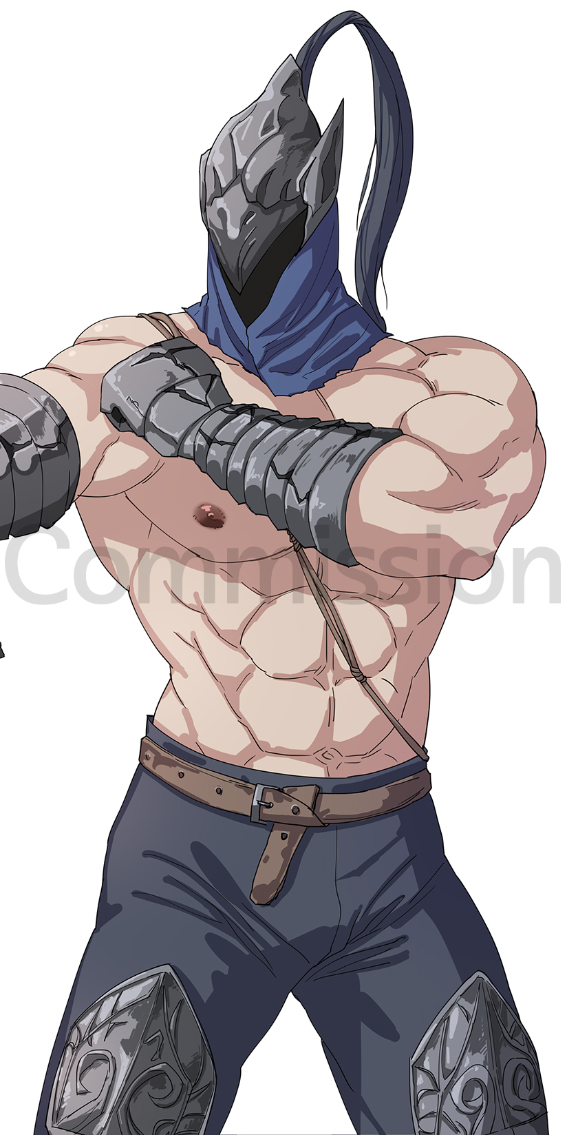 alternate_version_available armor artorias_the_abysswalker cowl d_bdbd dark_souls fromsoftware gauntlets helmet hood knight male male_only masked masked_male muscular muscular_male solo topless topless_male watermark