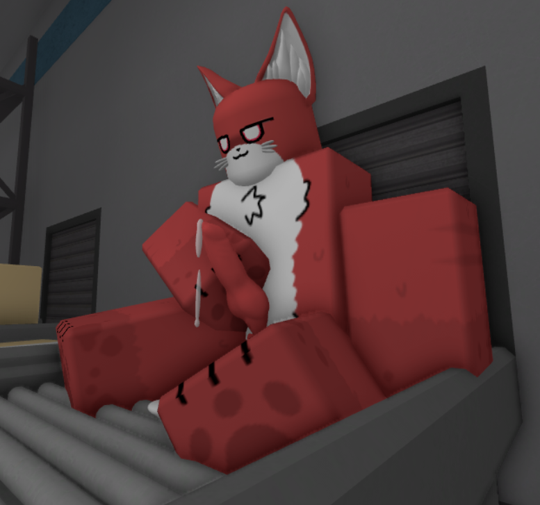 3d cum gootraxian hazzy_(kaiju_paradise) kaiju_paradise masturbation pawpads paws penis radant red_fur roblox roblox_game sitting tagme