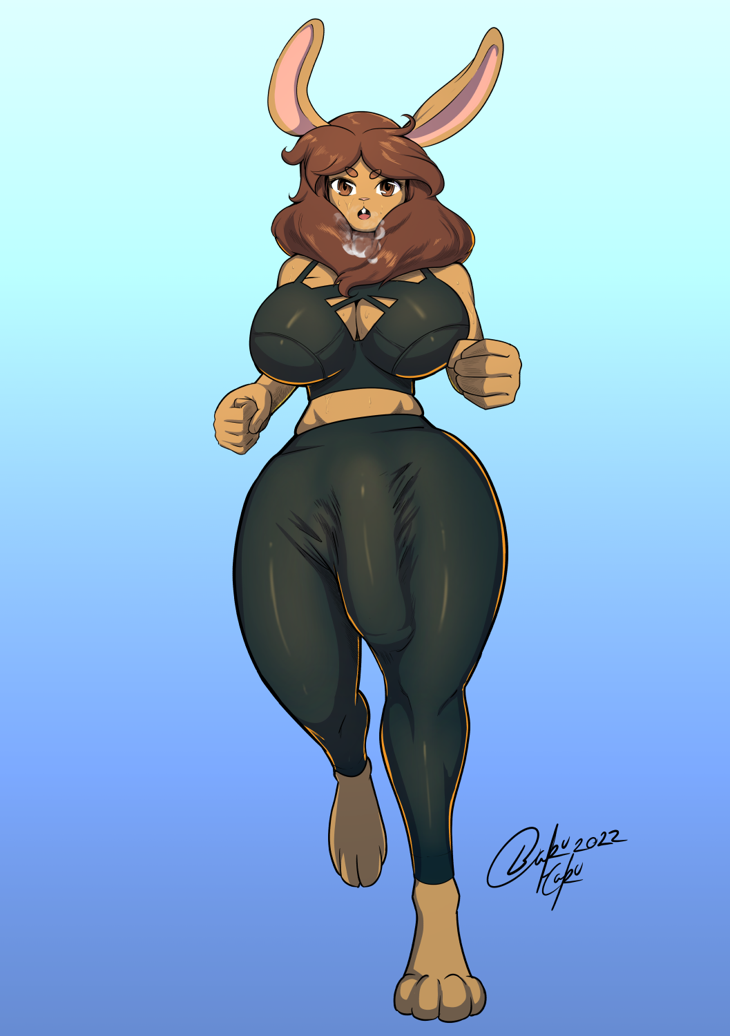 1futa 2022 anthro bakuhaku big_breasts big_penis bottomwear breasts brown_body brown_fur brown_hair bulge cameltail character_request clothed clothing dickgirl digital_media_(artwork) erection erection_under_clothing fur futa_only futanari genital_outline genitals gynomorph hair hare hi_res huge_cock intersex jogging lagomorph leporid long_ears long_hair long_penis mammal pants penis penis_bulge penis_in_yoga_pants penis_outline penis_under_clothes solo wide_hips yoga_pants