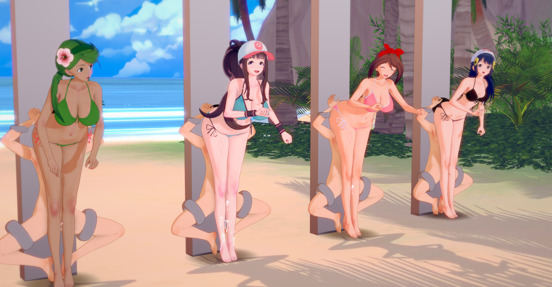 4girls, ass, ass on face, big ass, bikini, cap, cum, dark skin, dark-skinned female, dawn (pokemon), facesitting, female, femdom, fetish, hilda (pokemon), koikatsu, leg sex, light skin, light-skinned female, light-skinned male, male, malesub, mallow (pokemon), may (pokemon oras), may (pokemon), multiple boys, multiple females, multiple girls, multiple males, penis, penis between legs, pokegirl, pokemon, pokemon bw, pokemon dppt, pokemon oras, pokemon sm, ribbon, slave, small penis, small penis adoration, smothering, thigh sex, ポケモンコキ