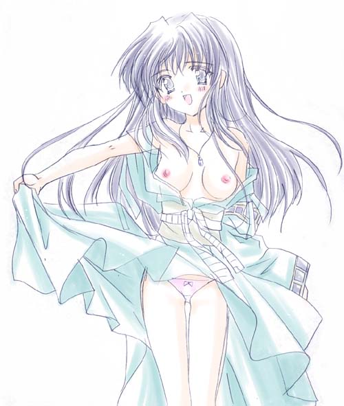 1girls bow bow_panties clothing dress female panties pink_panties small_breasts solo suikoden suikoden_i suikoden_ii topless underwear viki_(suikoden)