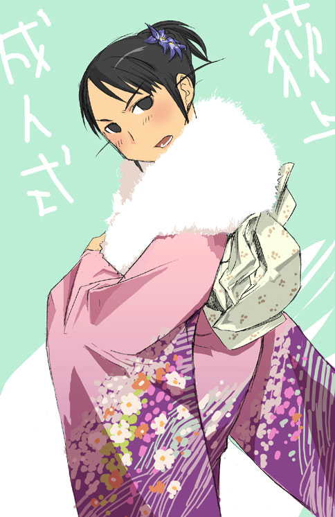 clothing genshiken japanese_clothes kimono ogiue_chika solo