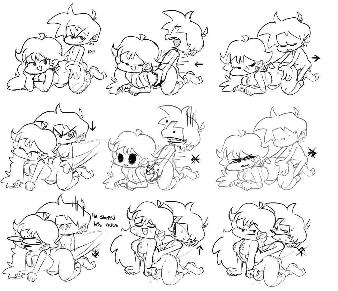 ass, bent over, boyfriend (friday night funkin), canon couple, doggy style, female, friday night funkin, funny, girlfriend (friday night funkin), hexanne, mob face, newgrounds, sketch, smacking ass, tagme