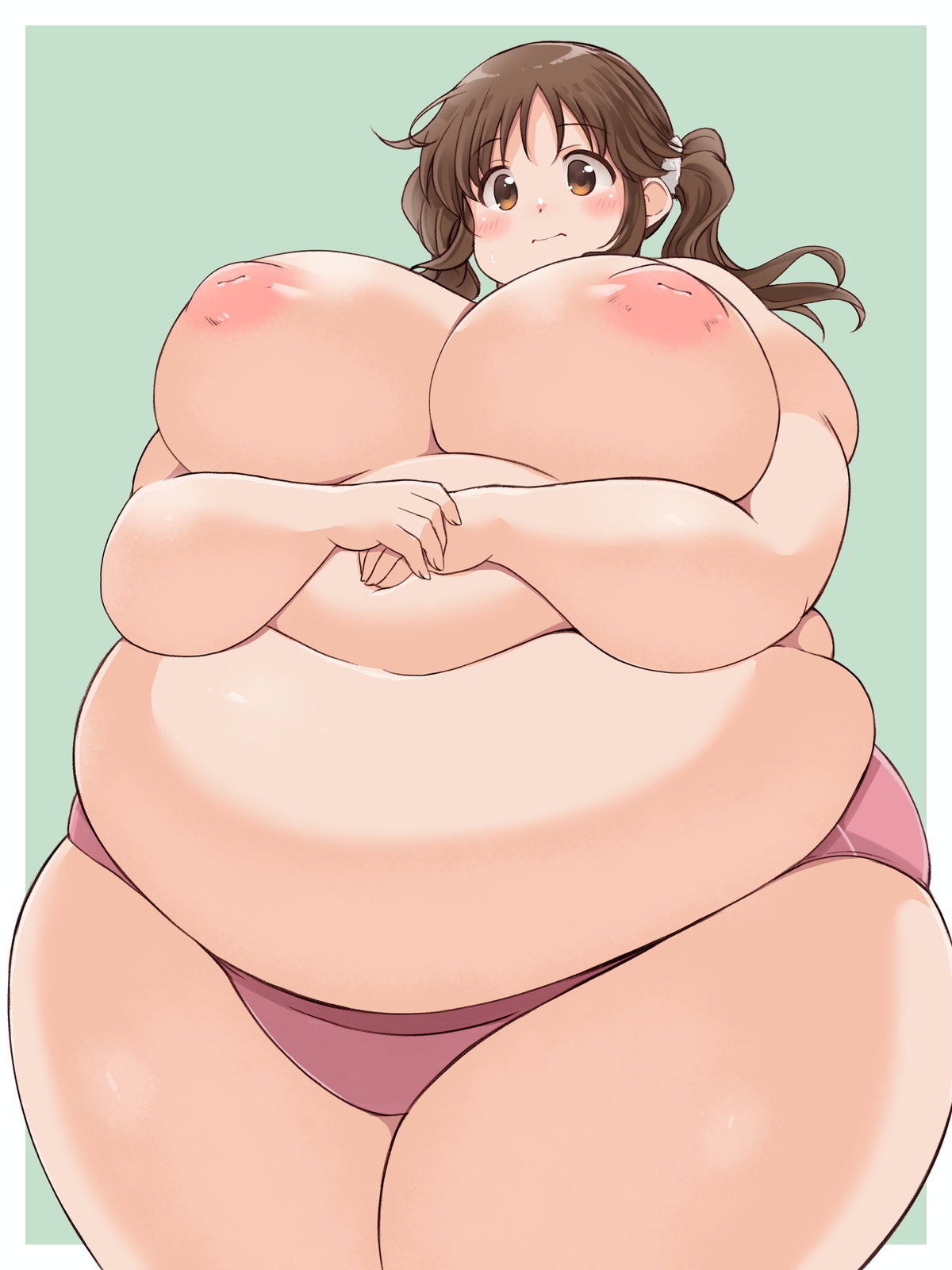 1girls, 2022, areolae, bbw, belly, breasts, brown eyes, brown hair, female, female focus, huge belly, huge breasts, inverted nipples, kurocaze, looking at viewer, matching hair/eyes, nipples, overweight, overweight female, plump, short hair, solo, solo female, solo focus, topless, topless female, voluptuous