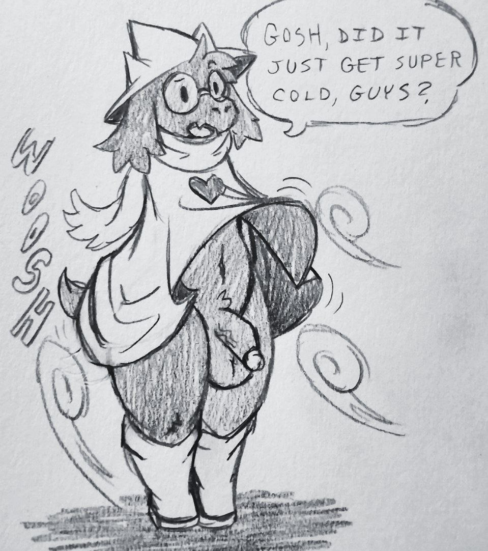 1boy 2d anthro anthro_male anthro_only big_penis caprine cloak clothed clothing clueless deltarune dialogue drawn english_text exposed_penis fauxtellno1 fauxtellno1_(artist) fur furry furry_male furry_only glasses hat humanoid humanoid_male humanoid_only male male_only mammal mammal_humanoid oblivious penis ralsei solo standing tail talking text undertale_(series) wardrobe_malfunction windy windy_skirt