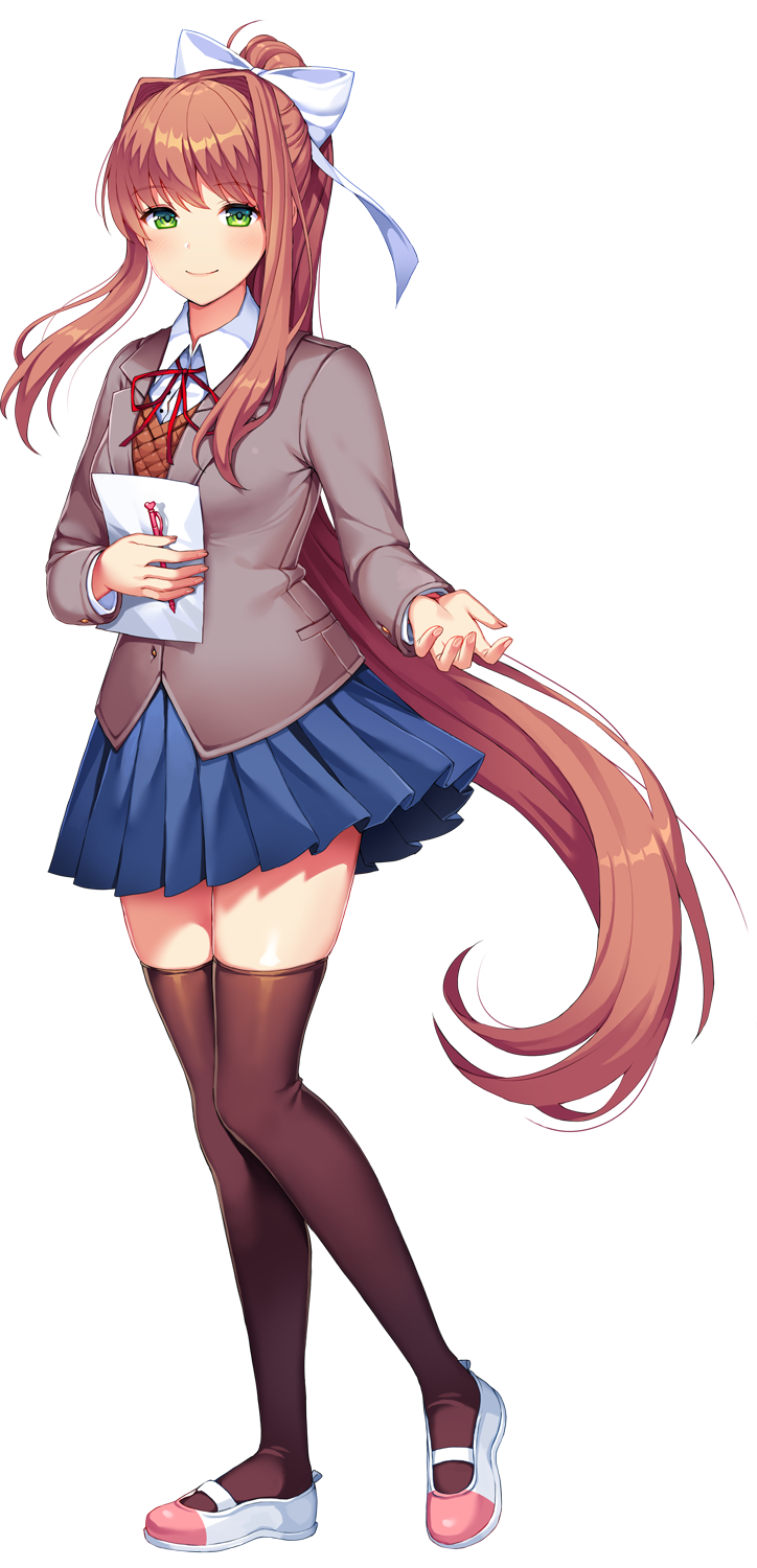 art_style_imitation book doki_doki_literature_club long_hair monika_(doki_doki_literature_club) tall