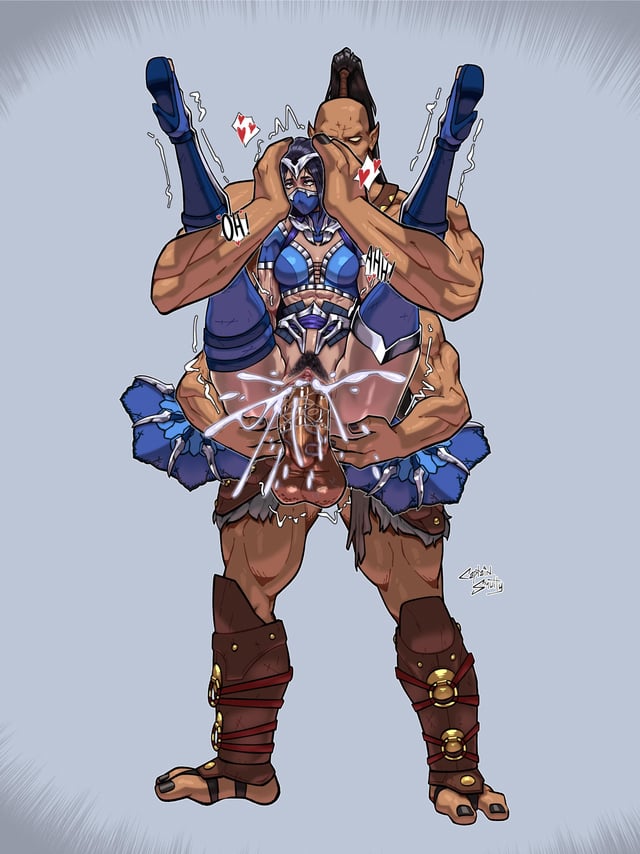 bottomless captain_smutty cum cum_in_pussy cum_inside cumming_while_penetrating fan_(object) full_nelson full_nelson_vaginal goro hetero kitana kitana_(new_era) legs_up light-skinned_female long_hair low_quality mask masked_female moaning monster mortal_kombat ninja ninja_girl princess reverse_suspended_congress semen sex shokan small_breasts speech_bubble sperm straight vaginal