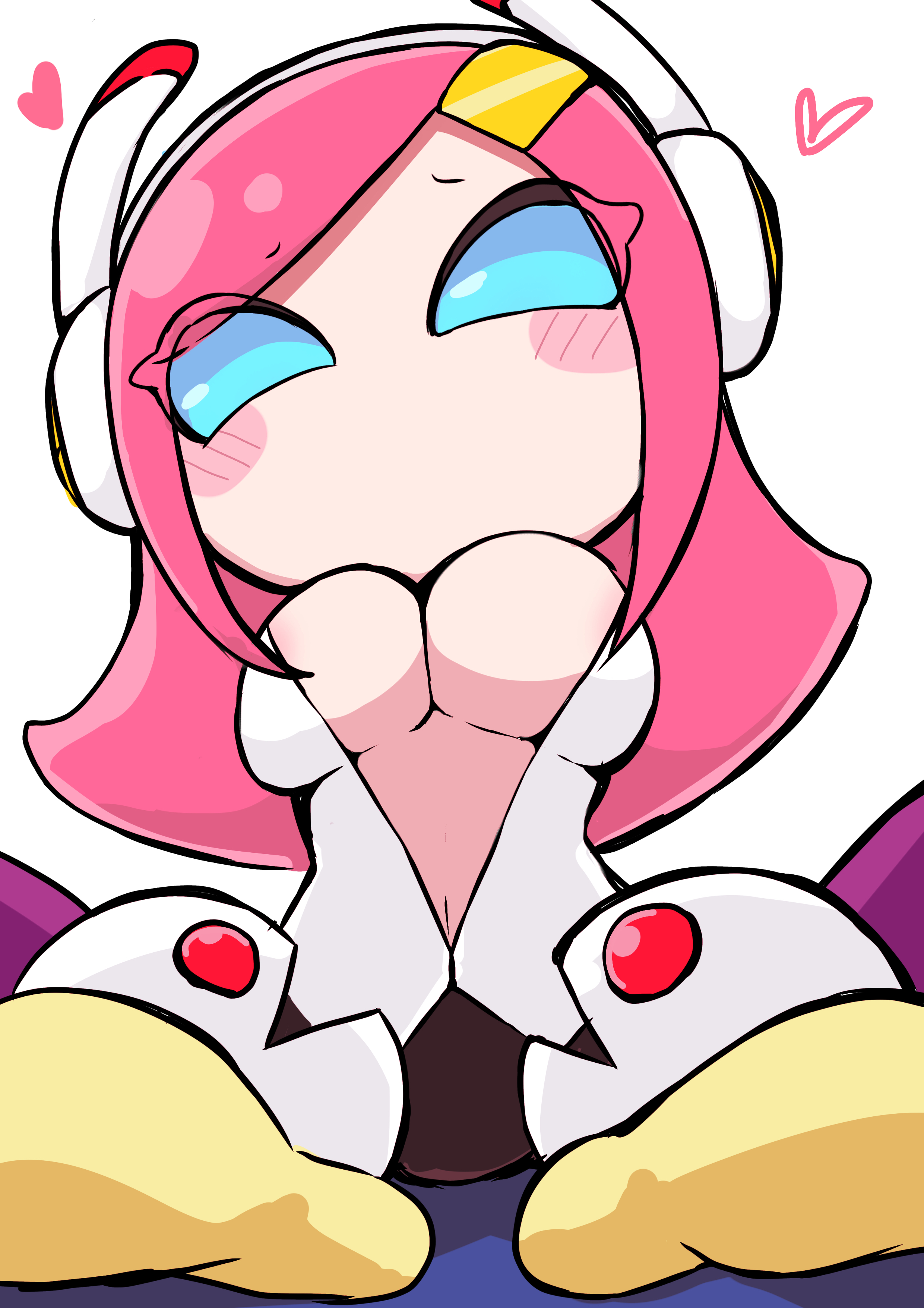 1girls, big breasts, blush, breasts, female, kirby (series), kirby planet robobot, looking at viewer, nintendo, pov, shunkoro paladin, susanna patrya haltmann, susie (kirby)