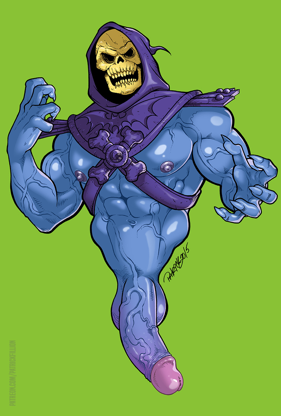 1male abs big_penis male male_focus male_only masters_of_the_universe muscular muscular_male patrick_fillion pecs skeletor skull skull_face solo solo_male veiny_penis