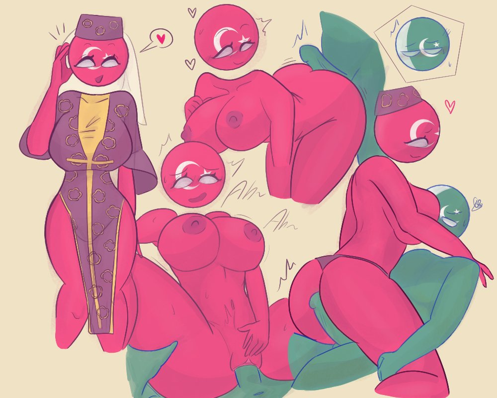 1boy 1girls anthro bending_over big_breasts big_penis breasts countryhumans countryhumans_girl doggy_style female jiggling_breasts kek_doktor male naked nipples no_underwear nude nude_female pakistan_(countryhumans) panties penis straight turkey_(countryhumans) turkish_clothing underwear vaginal_penetration