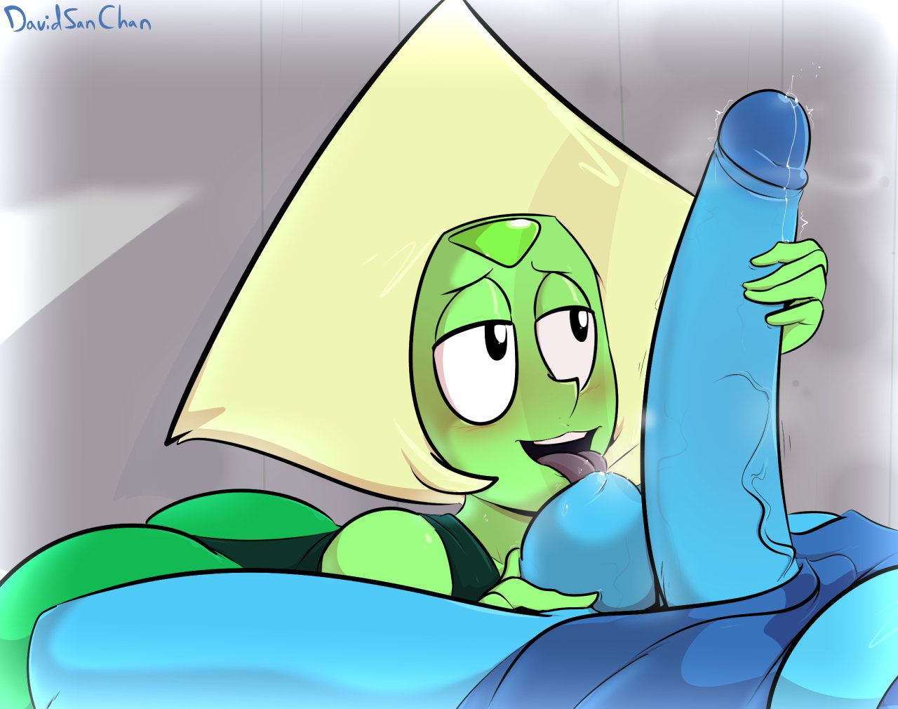 1futa, 1girls, 2022, ass, balls, balls worship, big balls, big penis, blue hair, blue skin, blush, cartoon network, clothed, clothing, davidsanchan, digital media (artwork), duo, erection, faceless, faceless character, faceless futa, female, female focus, futa on female, futanari, gem (species), green hair, green skin, handjob, hi res, humanoid, humanoid penis, intersex, lapis lazuli (steven universe), leotard, licking, licking balls, mostly clothed, oral, penis, peridot (steven universe), precum, steven universe, thick ass, tongue, tongue out, uncensored