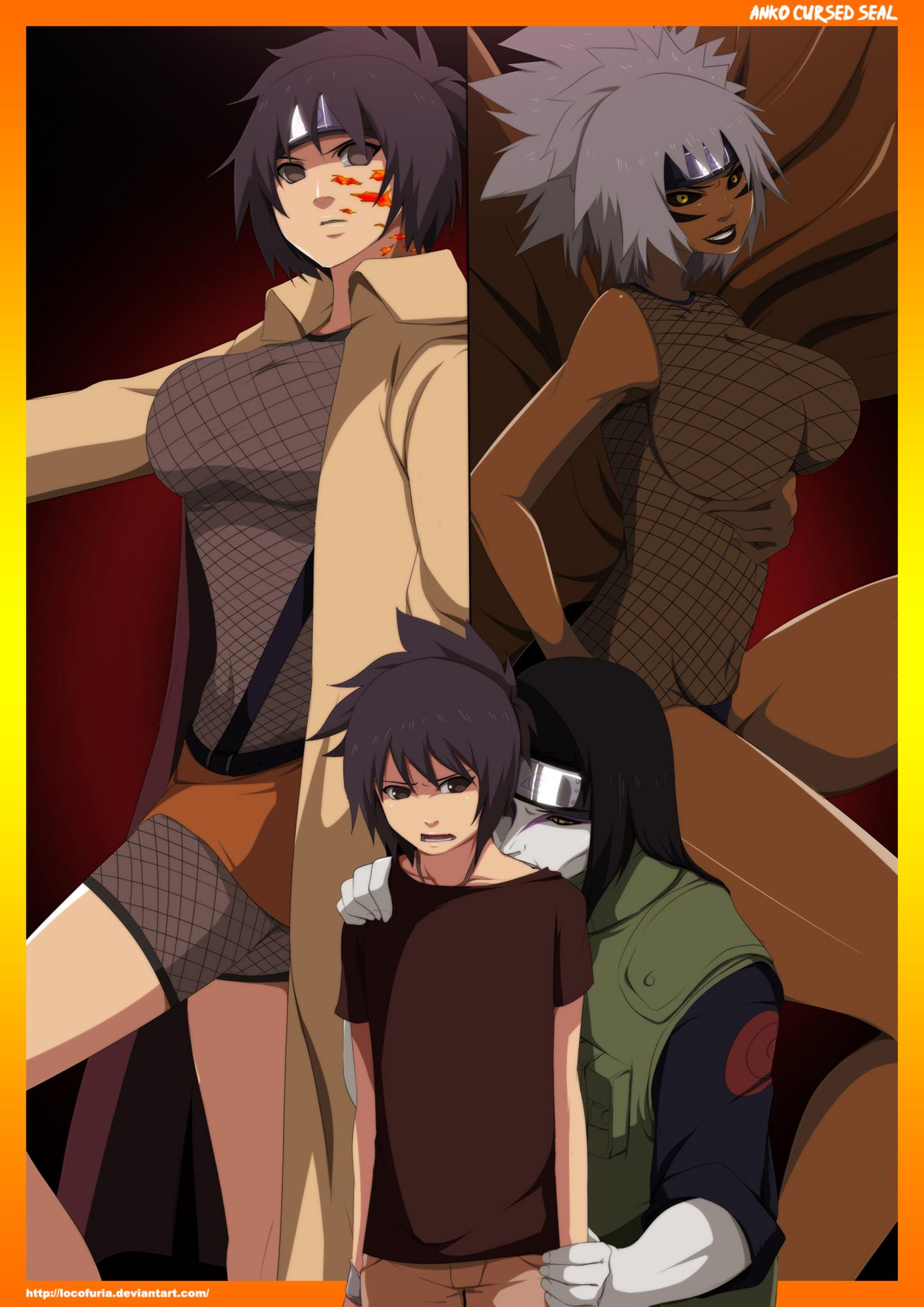 1boy1girl bandana biting black_hair collar corruption cursed_seal dark-skinned_female dark_skin deviantart_username female first_stage_curse_mark high_resolution locofuria male mitarashi_anko naruto naruto_(classic) naruto_(series) naruto_shippuden orochimaru pose second_stage_curse_mark see-through smile teacher_and_student transformation transparent_clothes web_address white_skin yellow_eyes