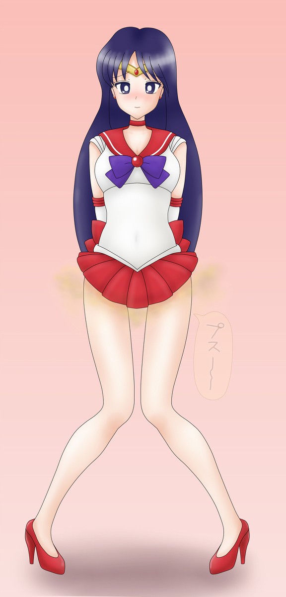 1girls bishoujo_senshi_sailor_moon clothing fart fart_cloud fart_fetish female female_only high_heels neko_(pixiv) rei_hino sailor_mars skirt solo tagme