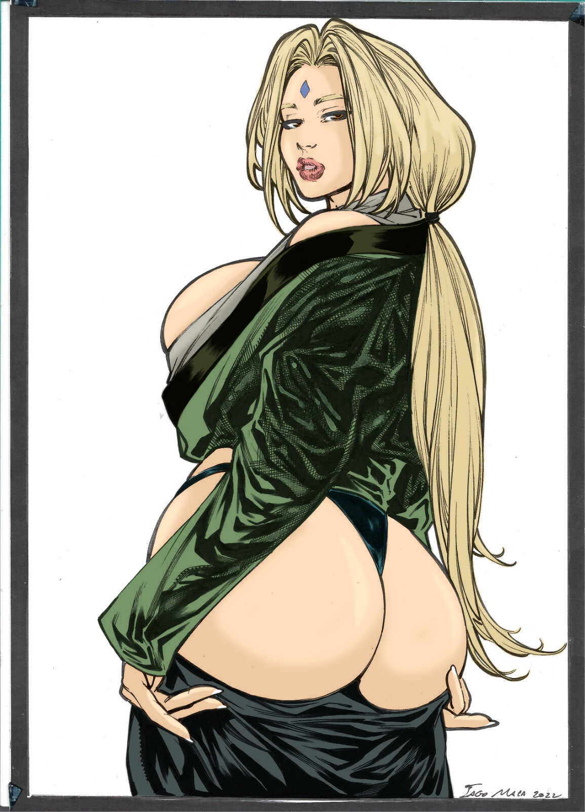 1girls, ass, big ass, big ass (female), big breasts, big butt (female), blonde eyebrows, blonde female, blonde hair, breasts, ed benes studio, female, female ass, female only, huge ass, huge ass (female), huge breasts, iago maia, large breasts, looking back at self, milf, naruto, naruto (series), panties, pants down, sideboob, solo, solo female, thick ass, thong, tsunade, wide hips