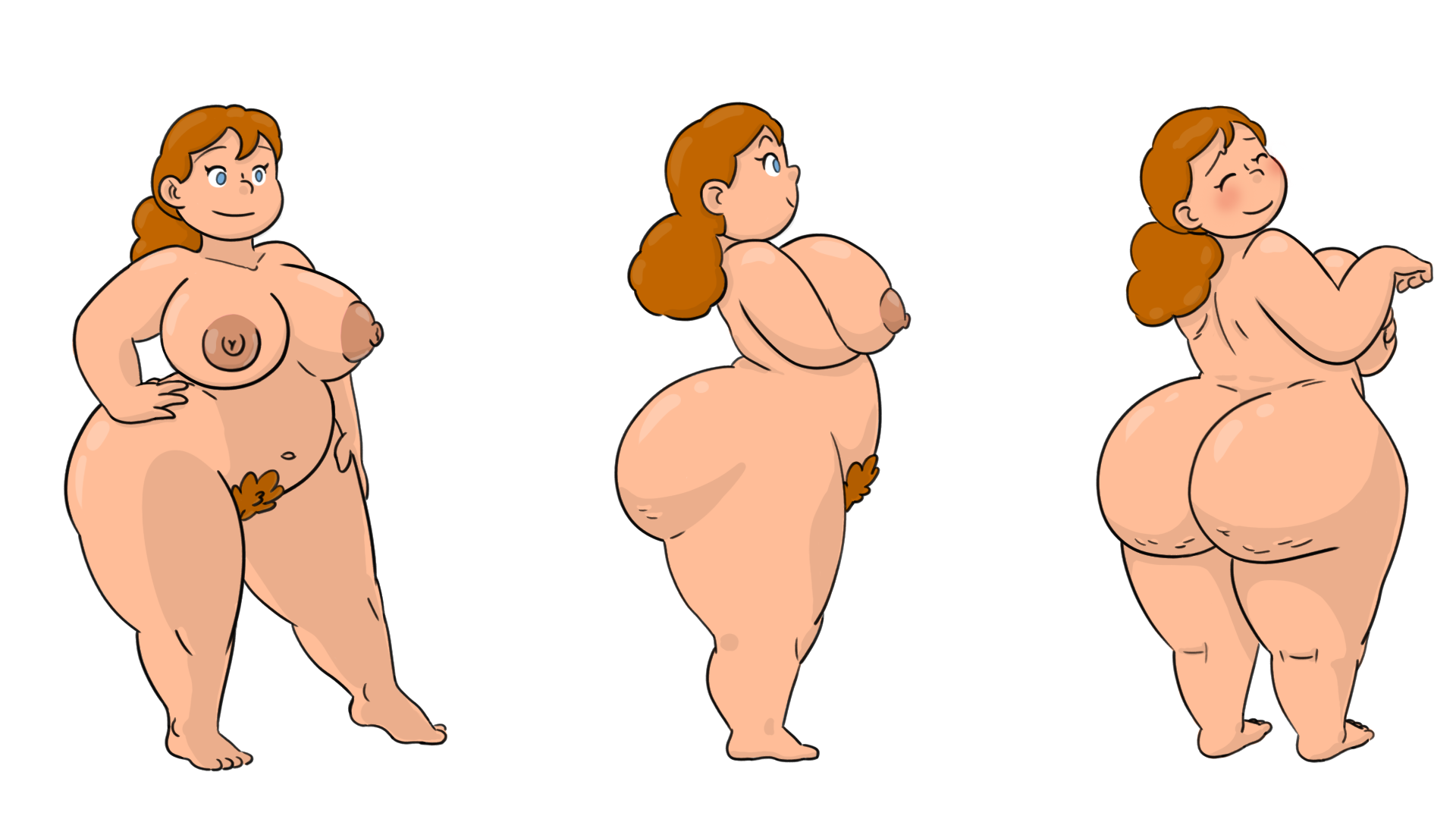 1girls, 2022, ass, bbw, big ass, big breasts, breasts, brown hair, cellulite, chubby, chubby female, completely nude, female, huge breasts, light skin, light-skinned female, mature female, multiple views, naked, nude, nude female, original, original character, pokachu (artist), pubic hair, source request, stretch marks, tagme, voluptuous, white background, wide hips