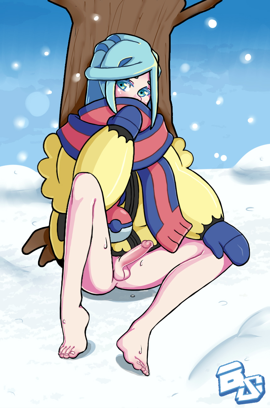 1boy balls blue_eyes blue_hair erection eye_contact femboy game_freak girly grusha_(pokemon) long_hair looking_at_viewer male male_only nintendo penis pokemon pokemon_(game) pokemon_sv shad0wnsfw solo solo_male testicles