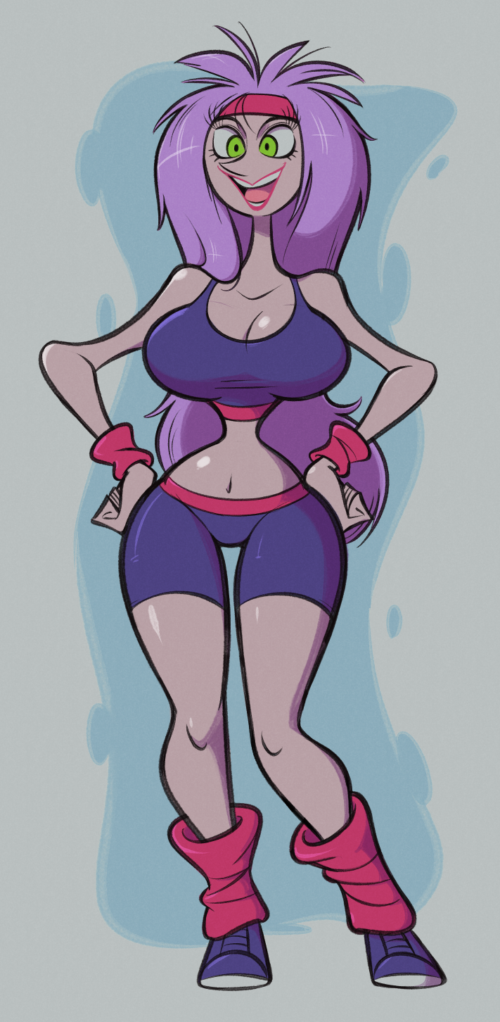 1girls, big breasts, breasts, cleavage, clothed, clothed female, clothing, disney, disney villains, female, female focus, female only, gilf, green eyes, madam mim, mature female, purple hair, sfw, simple background, smile, smiling, solo, solo female, solo focus, stealth brock, the sword in the stone, wide hips, witch