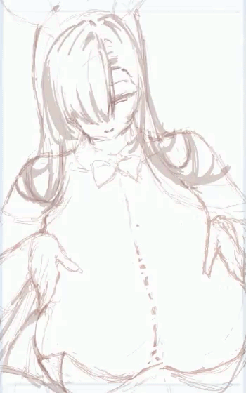 animated, asuna (blue archive), asuna (bunny girl) (blue archive), asuna (bunny) (blue archive), be nhosinga, big breasts, blue archive, breasts, female, huge breasts, millennium science school student, paizuri, sketch, sweat, tagme, tongue, tongue out, visible breath