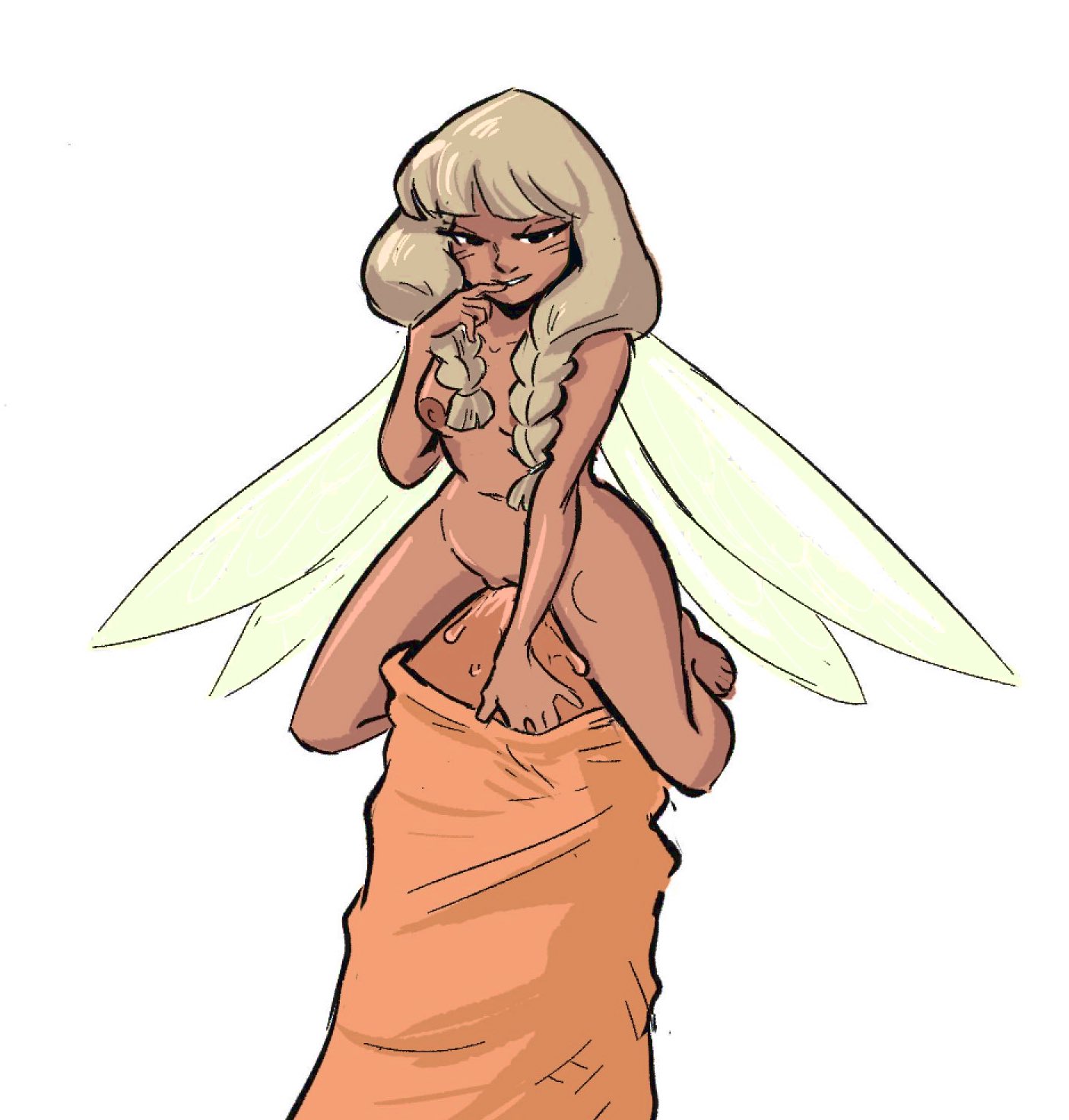 1boy, 1girls, biting finger, brown hair, completely nude, dark nipples, disembodied penis, extreme size difference, fairy, fairy fleshlight, fairy wings, female, foreskin, foreskin play, giant, grinding, koonago, larger male, macro, male, male/female, micro, micro on macro, micro on penis, minigirl, minigirl on penis, mochabelle (spicymancer), nipples, nude, original, penis, pov, precum, pussy, size difference, smaller female, spicymancer, wings