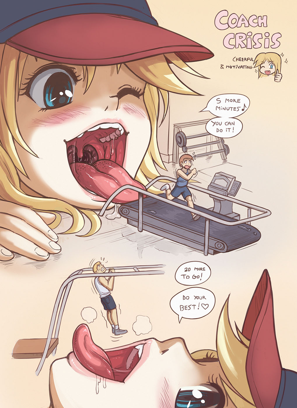 1girls, crisis (karbo), female, female pred, giantess, imminent vore, karbo, macro, micro, tagme, vore, working out