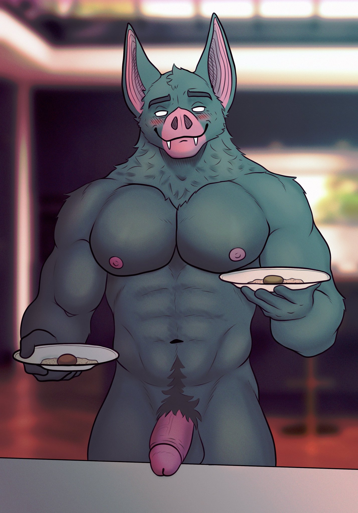 bara, bat, big pecs, cock, dick, dispatch (game), flaccid, furry, male, male only, muscular, muscular male, nude, penis, quicktoneart, solo, solo male, sonar (dispatch)