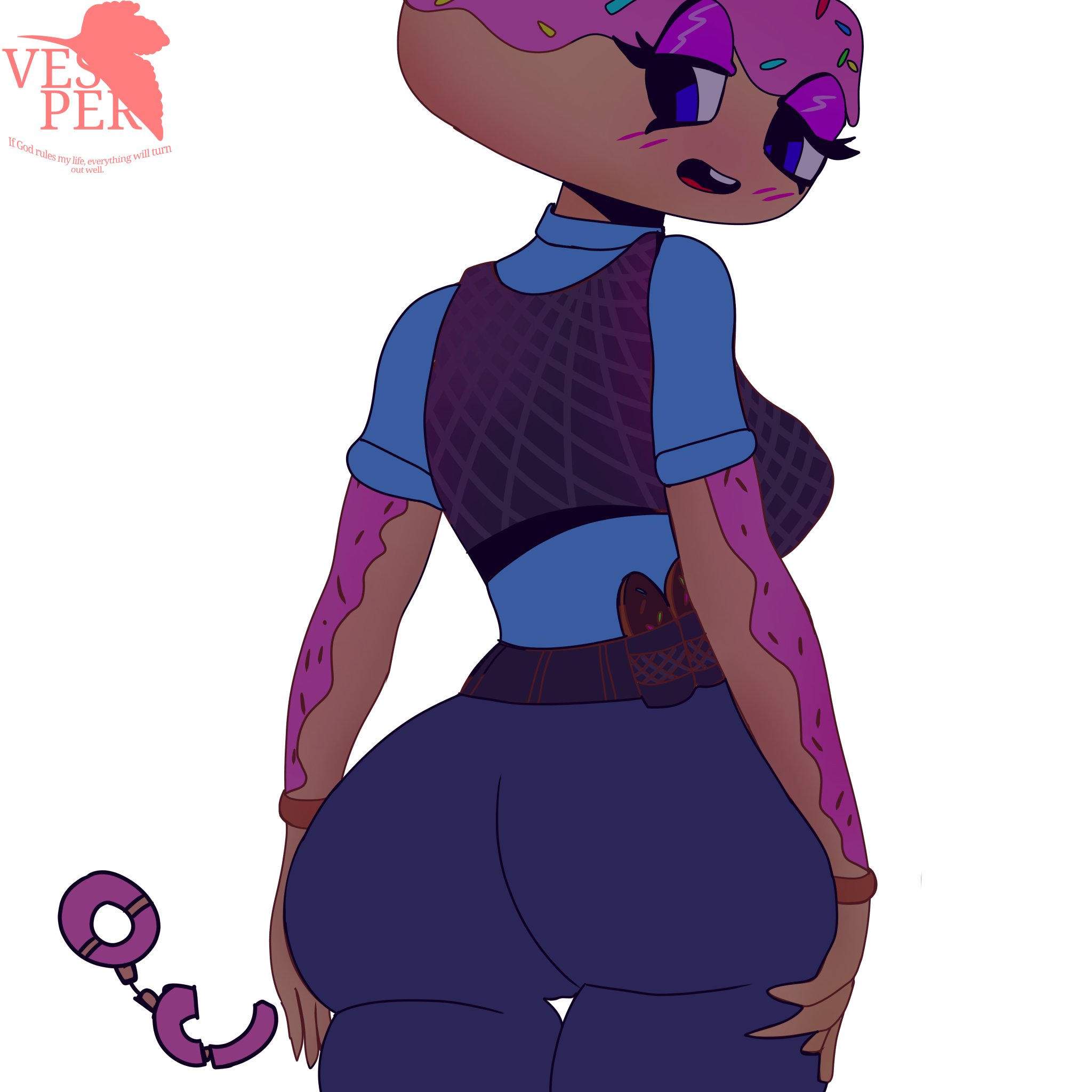 2025, alternate version at source, alternate version available, ass, clothed, clothing, constable sprinkle, donut, epic games, female, female only, food, food creature, food humanoid, fortnite, police, police uniform, policewoman, tagme, thicc french policewoman, thicc french policewoman (cosplay), vespervixen