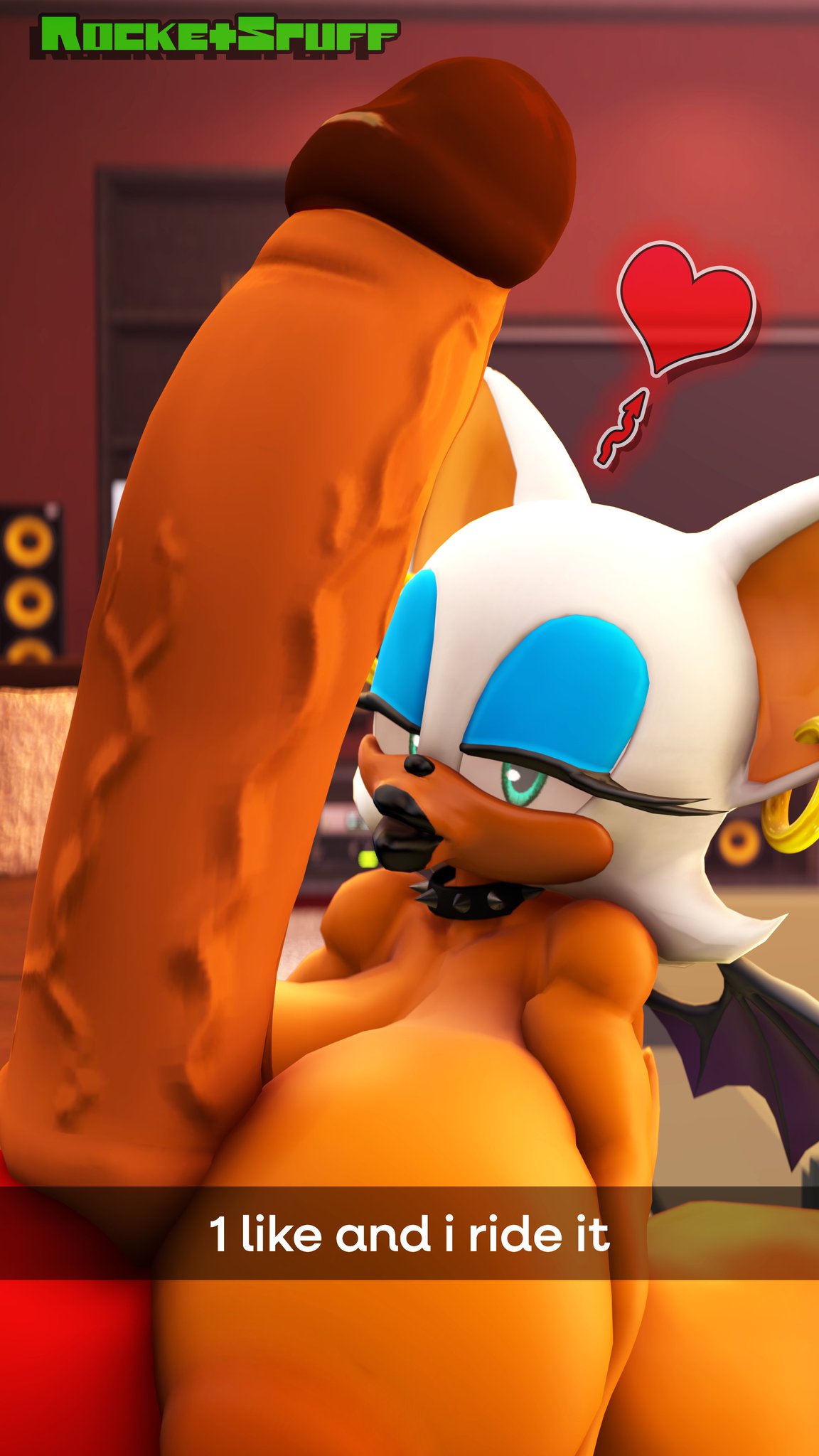 3d, 3d (artwork), bimbo, bimbo body, breasts, caption, dialogue, fetish, futa, giant breasts, giant dick, knuckles the echidna, massive breasts, massive penis, rocketspuff, rouge the bat, sega, sonic (series), sonic the hedgehog (series), text