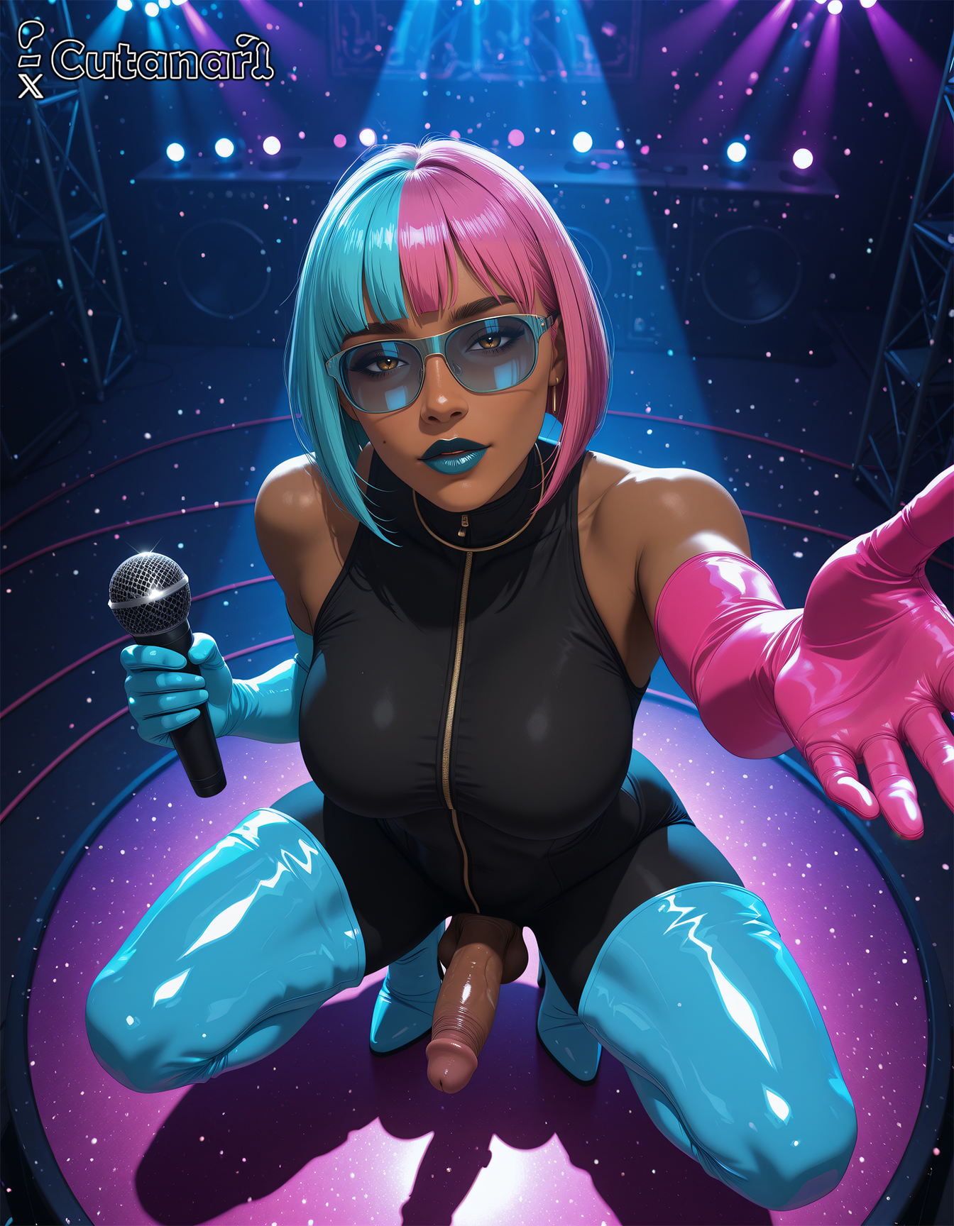 1futa, abs, ai generated, armpits, ass, balls, big balls, big breasts, big butt, big penis, big thighs, breasts, chest, cock, covered abs, curvy, cutanari, dick, dickgirl, dickgirl only, dispatch (game), futa only, futa sans pussy, futanari, looking at viewer, patreon logo, patreon username, penis, perfect body, perfect boobs, perfect legs, prism (dispatch), ready to fuck, sexy, sexy body, sexy pose, small waist, solo, stable diffusion, sunglasses, testicles, tinted eyewear, uncensored