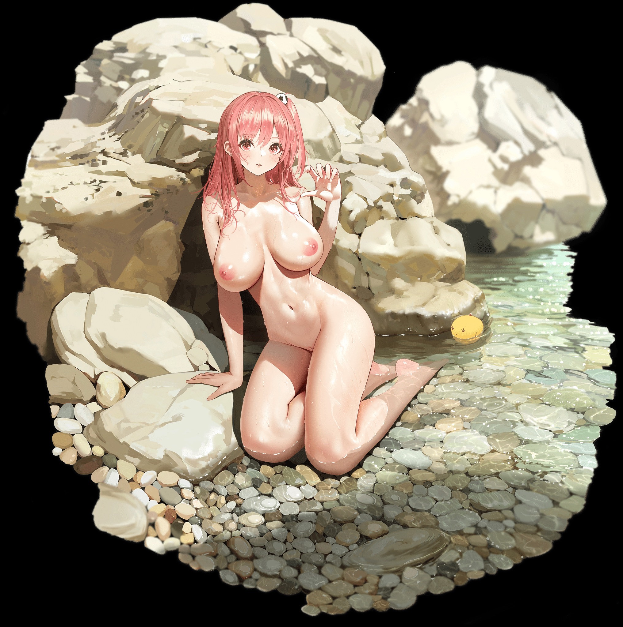 1girls, azur lane, big breasts, breasts, completely nude, dead or alive, female, female only, honoka (doa), nude, pink hair, solo