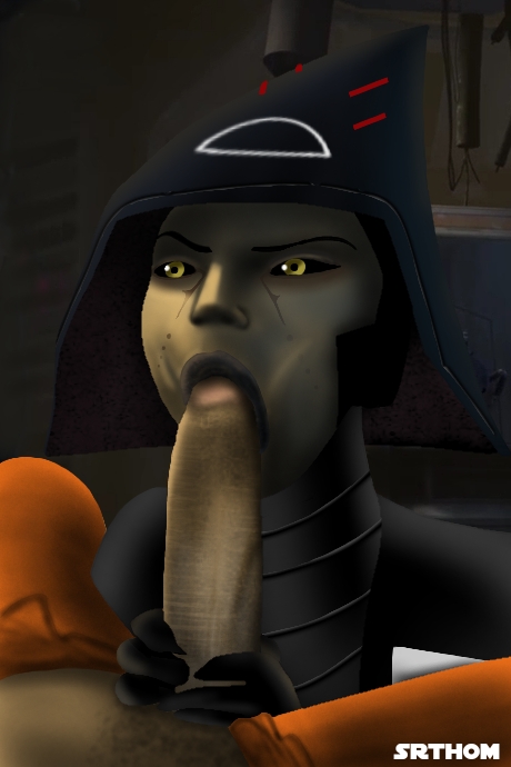 1boy 1girls alien alien_girl black_sclera blowjob captured clothes clothing cock dick dominant_female eye_contact eyebrows ezra_bridger facial_markings female female_focus green_body green_skin helmet hetero holding_penis human inquisitor inquisitor_(star_wars) interspecies jedi_padawan lips looking_at_partner male mirialan nose offscreen_character open_mouth oral oral_sex penis prisoner serious serious_face seventh_sister star_wars star_wars_rebels straight submissive submissive_female submissive_male super_athom unseen_male_face woman yellow_eyes yellow_skin