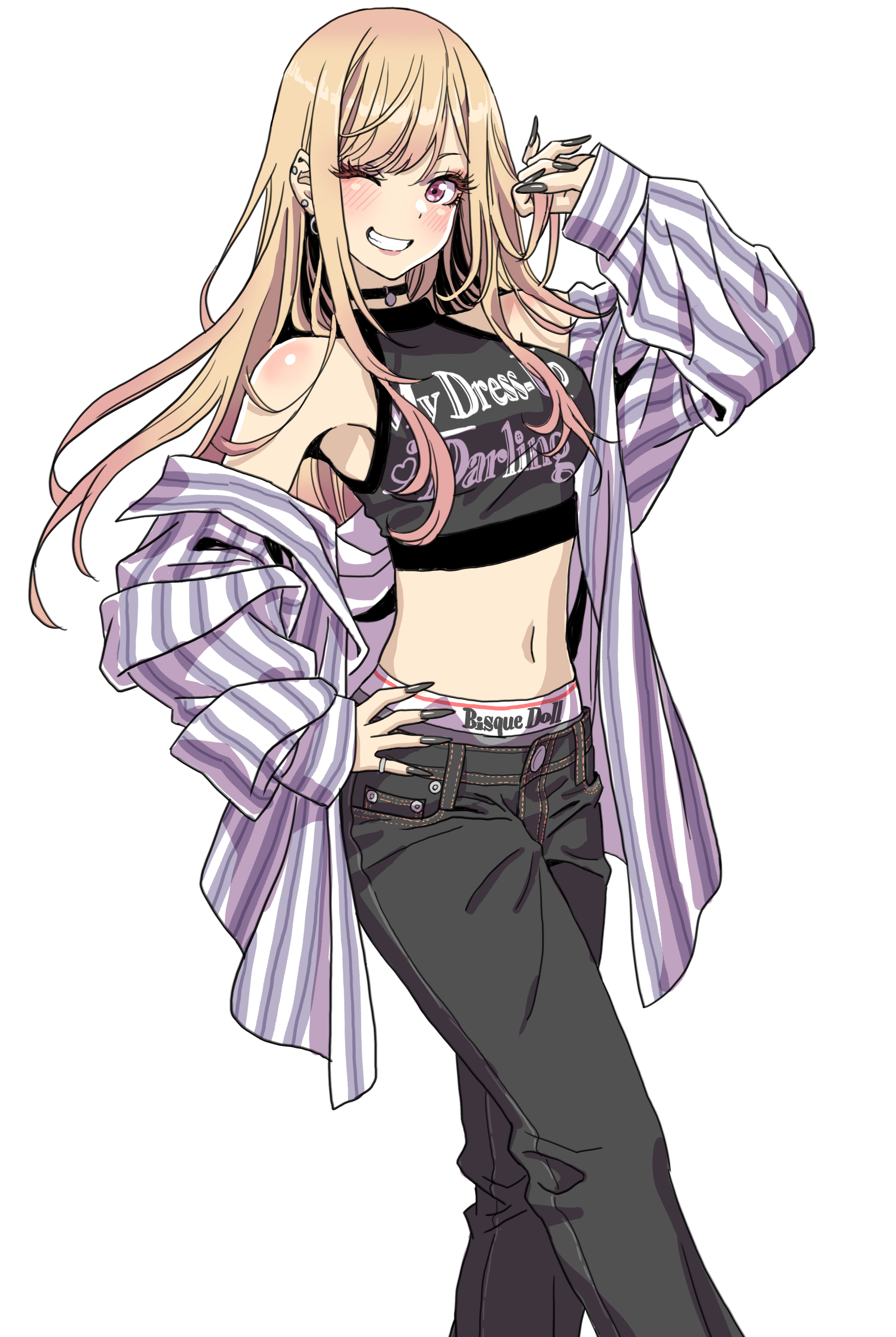 1girls, big breasts, blonde, blonde female, blonde hair, breasts, casual, casual clothes, female, female only, kitagawa marin, light skin, light-skinned female, shunyayamashita, solo, solo female, sono bisque doll wa koi wo suru, streetwear, tagme