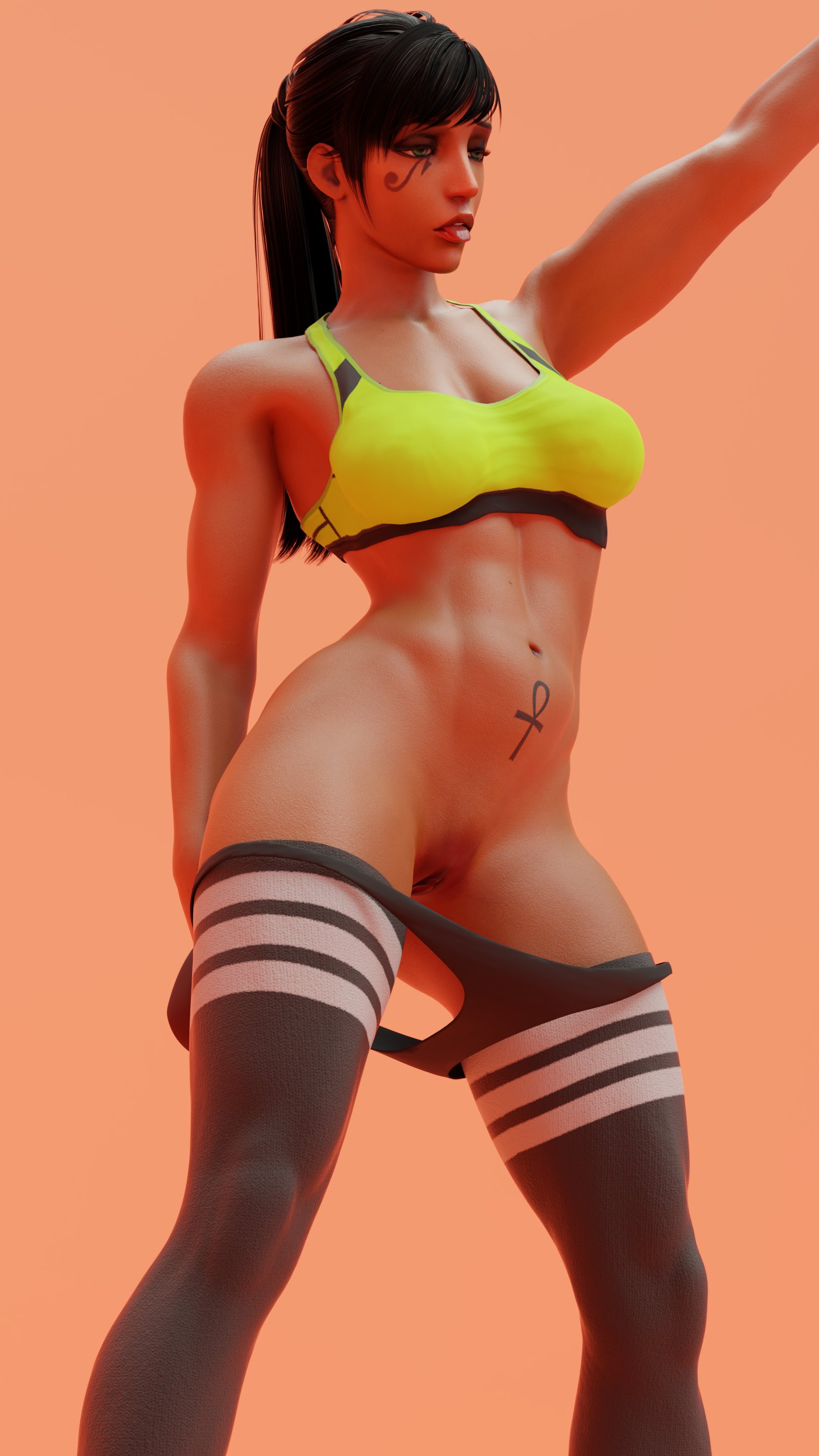 1girls, 3d, abs, alternate hairstyle, anal, anal masturbation, anal penetration, anal training, athletic, belly bulge, big breasts, blizzard entertainment, breasts, brown hair, dark skin, dark-skinned female, dildo, dildo in ass, egyptian, egyptian female, enjoying, facing viewer, fareeha amari, female, female only, female protagonist, fit, fit female, fringe, front view, green eyes, large breasts, leggings, overwatch, panties down, petite, pharah, ponytail, solo, sports bra, tanuking3d, tattoo, thick thighs, toned, toned female, tongue, tongue out