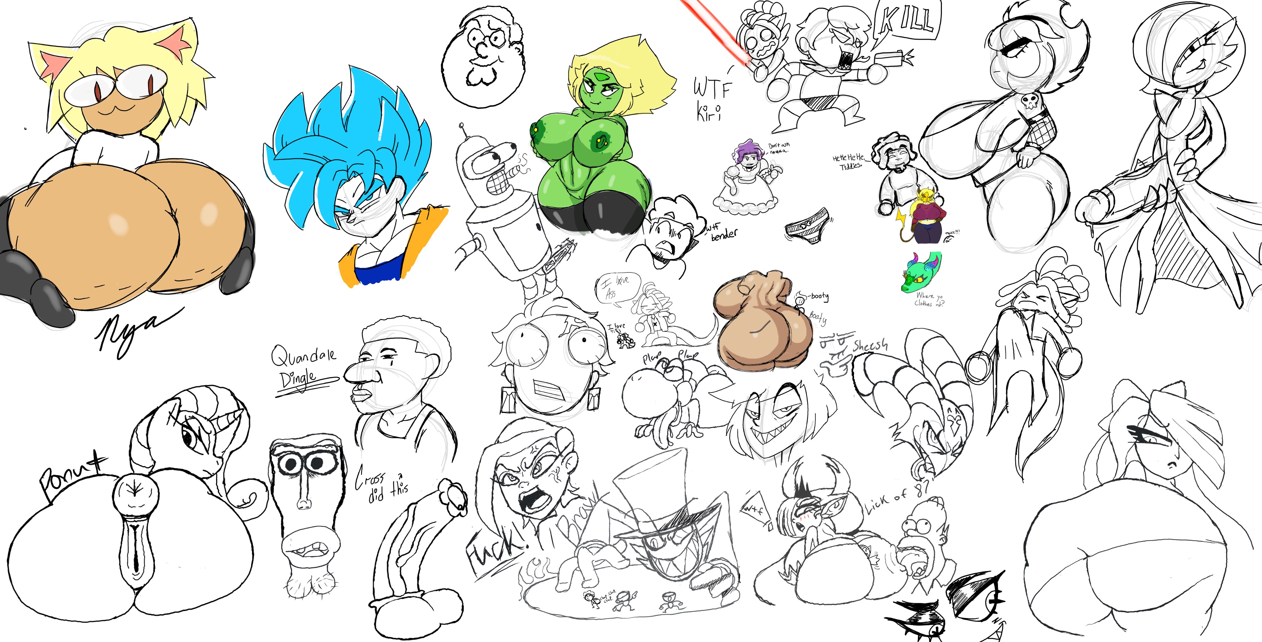 :3, anthro, ass, ben 10, big ass, big breasts, big penis, breasts, bubble ass, bubble butt, crossover, demon slayer, disney, disney channel, disney xd, dragon ball, family guy, feline, female, gardevoir, gwen tennyson, hekapoo, homer simpson, huge ass, huge cock, kamado tanjirou, kimetsu no yaiba, male, mario (series), melty blood, my little pony, neco-arc, penis, peridot (steven universe), peter griffin, pokemon, pokemon (species), simple background, sketch, sketch page, smile, son goku, star vs the forces of evil, steven universe, tagme, the simpsons, tsukihime, underground (artist), white background, yoshi